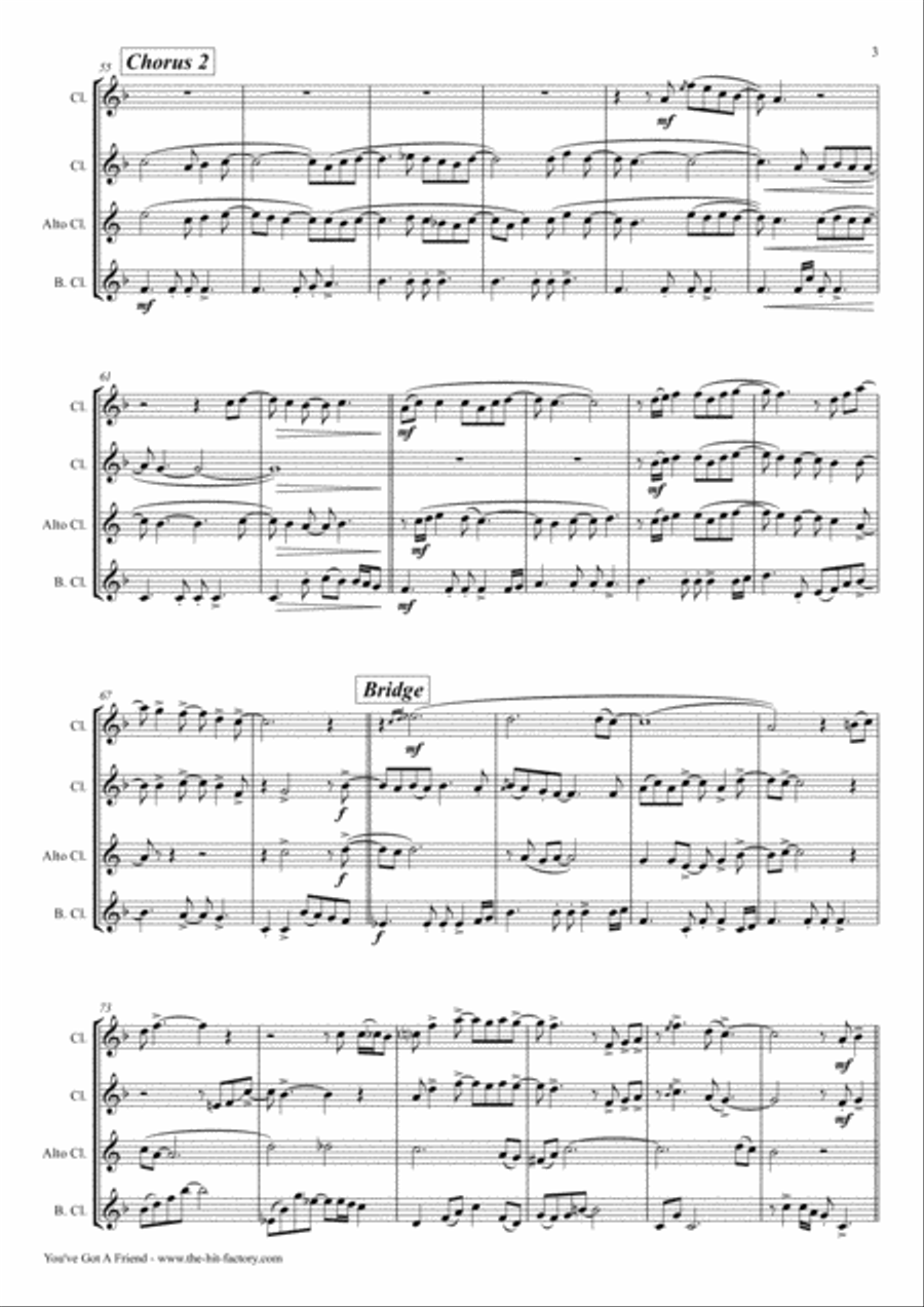 You've Got A Friend Woodwind Quartet scores gallery preview page 3