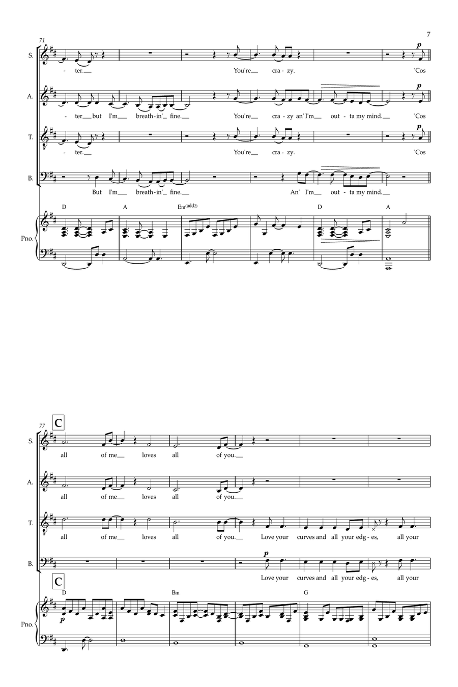 All of Me (arr. Tim Allen) 4-Part scores gallery preview page 7