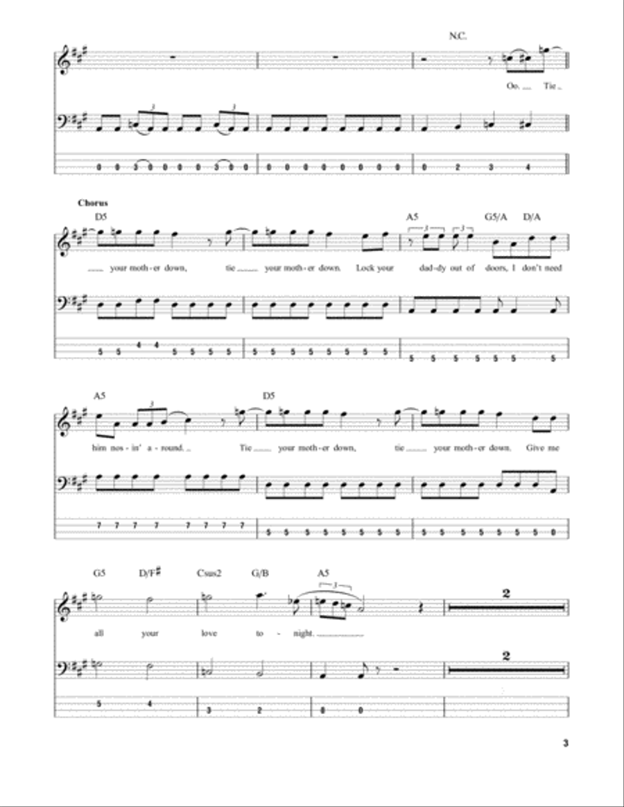 Tie Your Mother Down Guitar Tablature scores gallery preview page 3