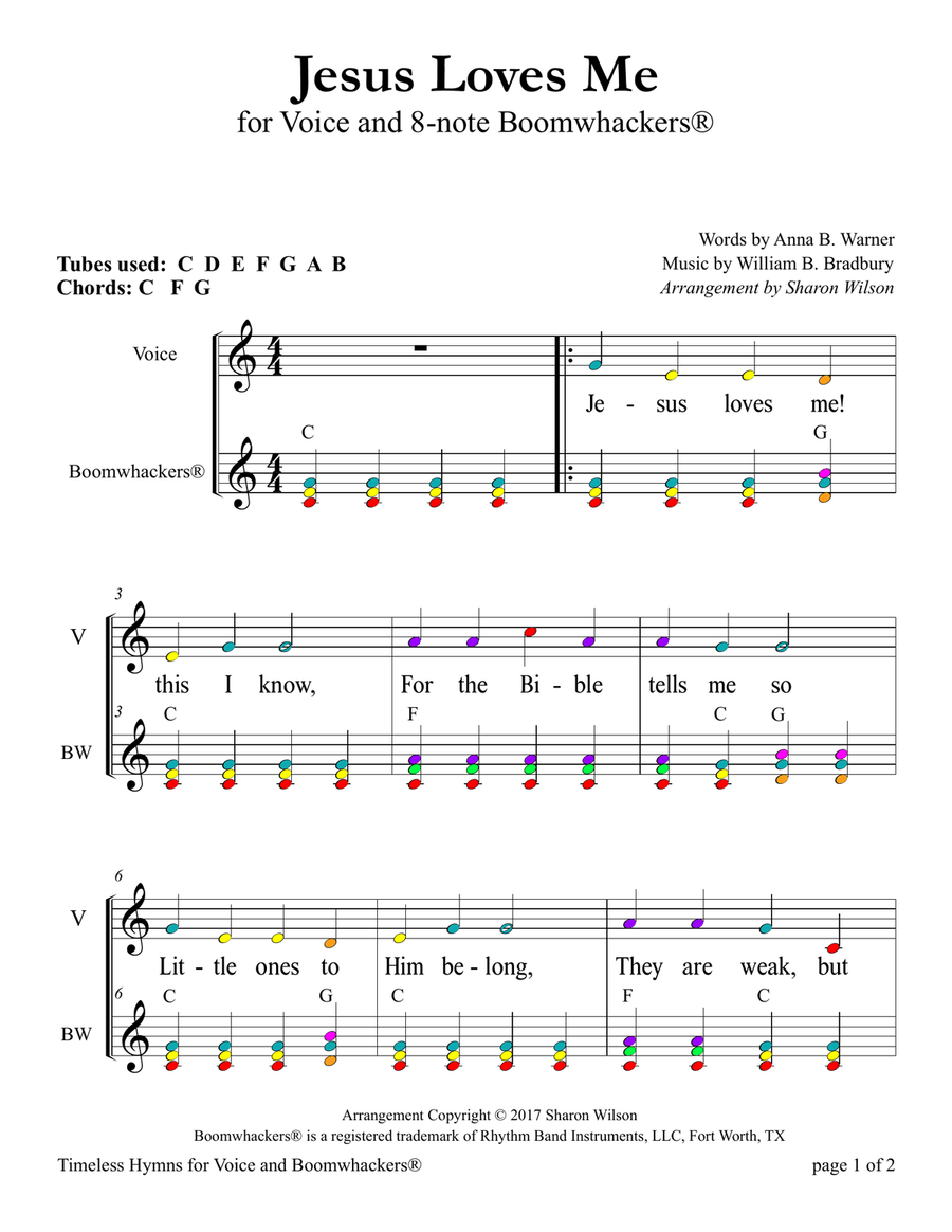 Jesus Loves Me (for Voice and 8-note Boomwhackers®) Voice scores gallery preview page 5