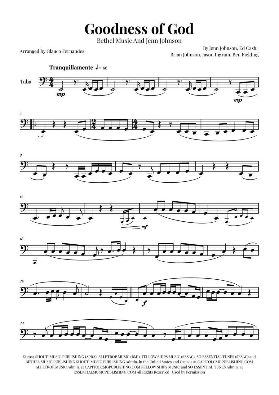 Goodness Of God Tuba scores gallery preview page 1