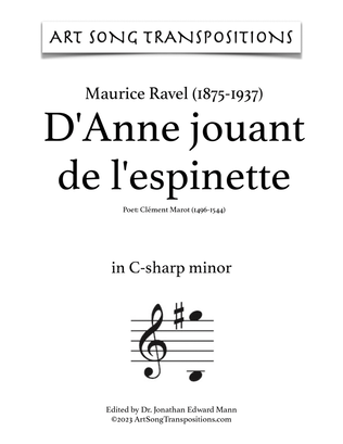 RAVEL: D'Anne jouant de l'espinette (transposed to C-sharp minor)