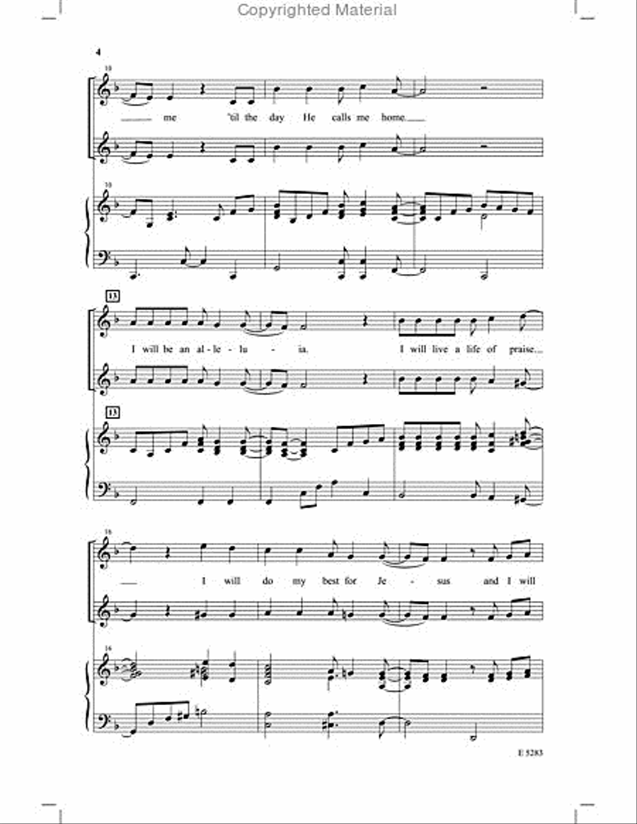 I Will Do My Best for Jesus Unison Choir scores gallery preview page 3
