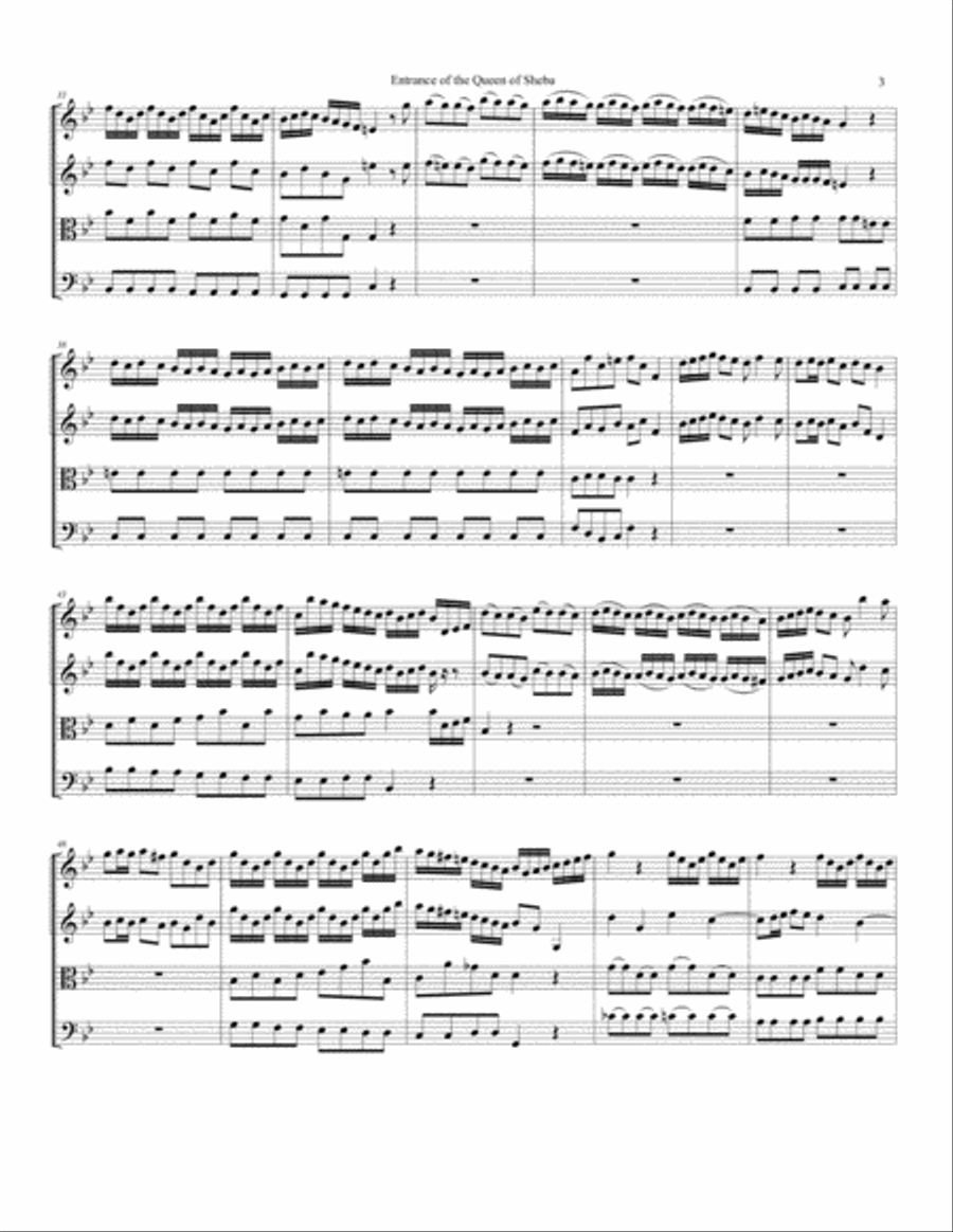 Entrance of the Queen of Sheba Entrance of the Queen of Sheba String Quartet scores gallery preview page 3