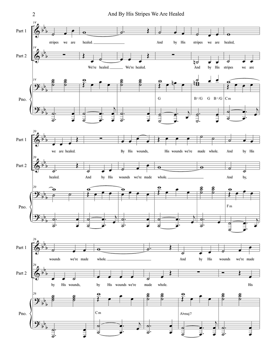 And By His Stripes We Are Healed (for 2-part choir) 2-Part scores gallery preview page 3