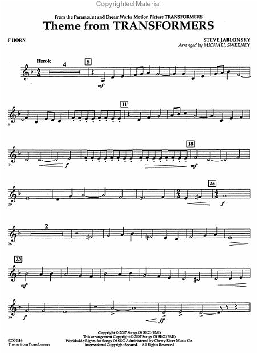 Theme from Transformers Concert Band scores gallery preview page 5