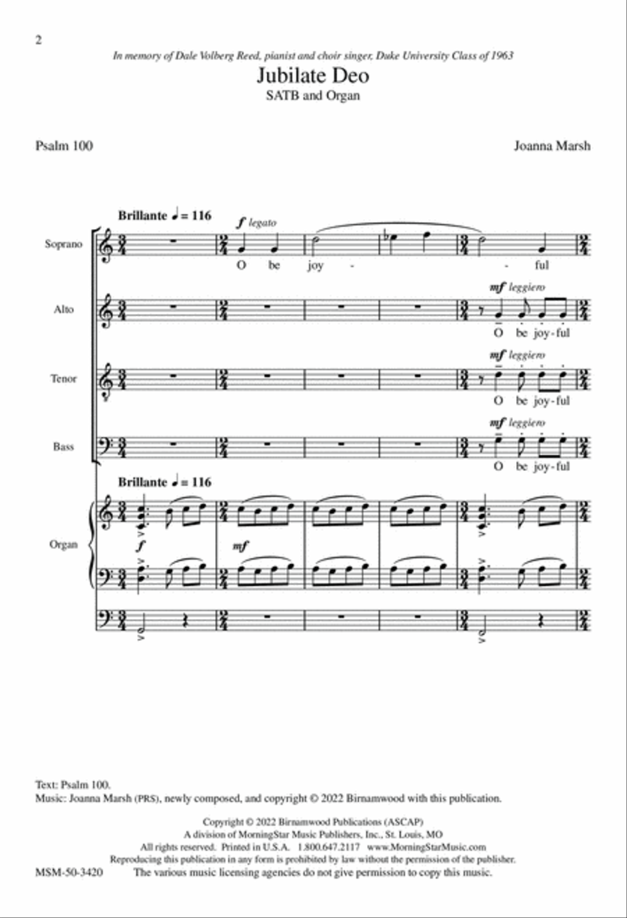 Jubilate Deo 4-Part scores gallery preview page 2