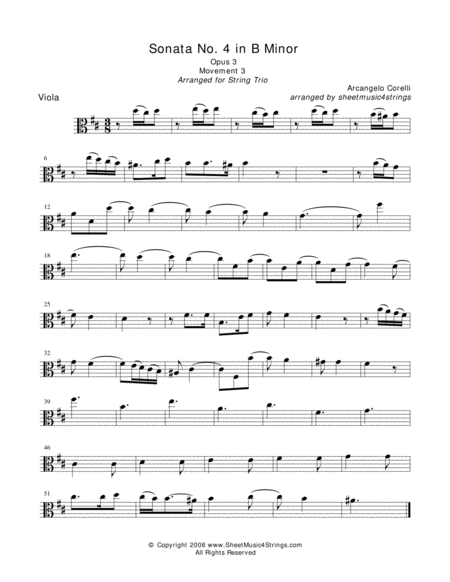 Corelli, A. - Trio No. 4 (Mvt. 3) for Violin, Viola and Cello image number null