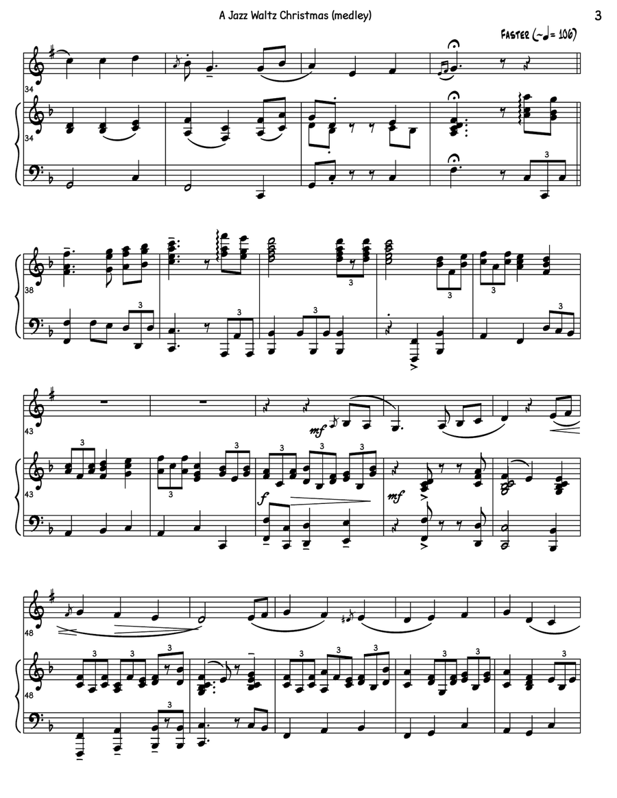 A Jazz Waltz Christmas (medley) B-Flat Clarinet scores gallery preview page 6