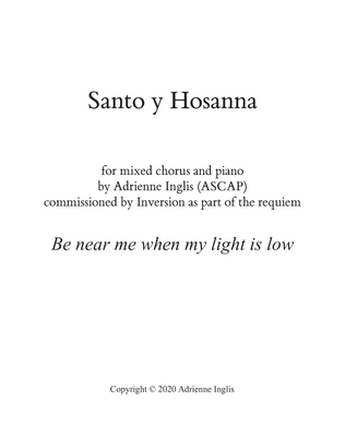 Santo y Hosanna for SATB chorus and piano