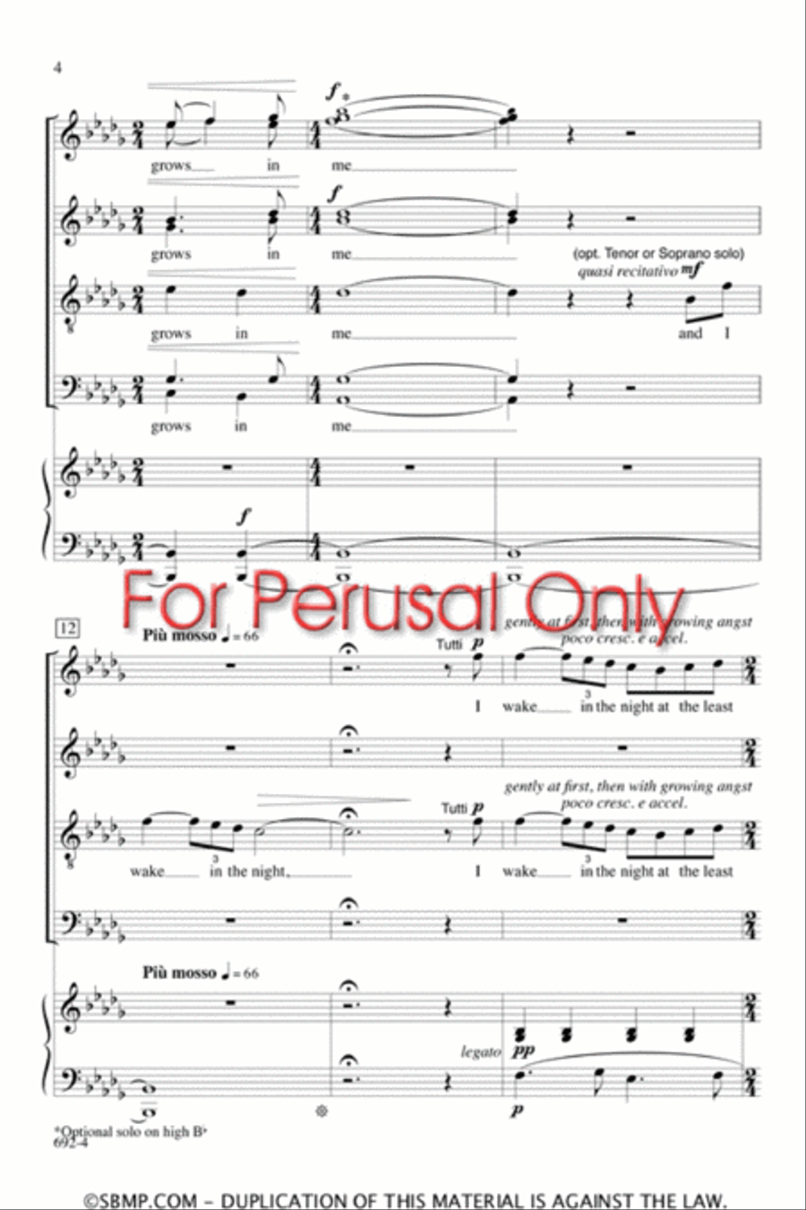 The Peace of Wild Things The Peace of Wild Things 4-Part scores gallery preview page 3