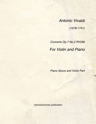 Book cover for Violin Concerto Op.7 No.2 RV299 in G major