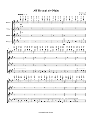 Book cover for All Through the Night (Guitar Quartet) - Score and Parts