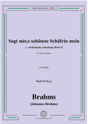 Book cover for Brahms-Sagt mir,o schönste Schäfrin mein,WoO 33 No.1,in B Major,for Voice&Pno