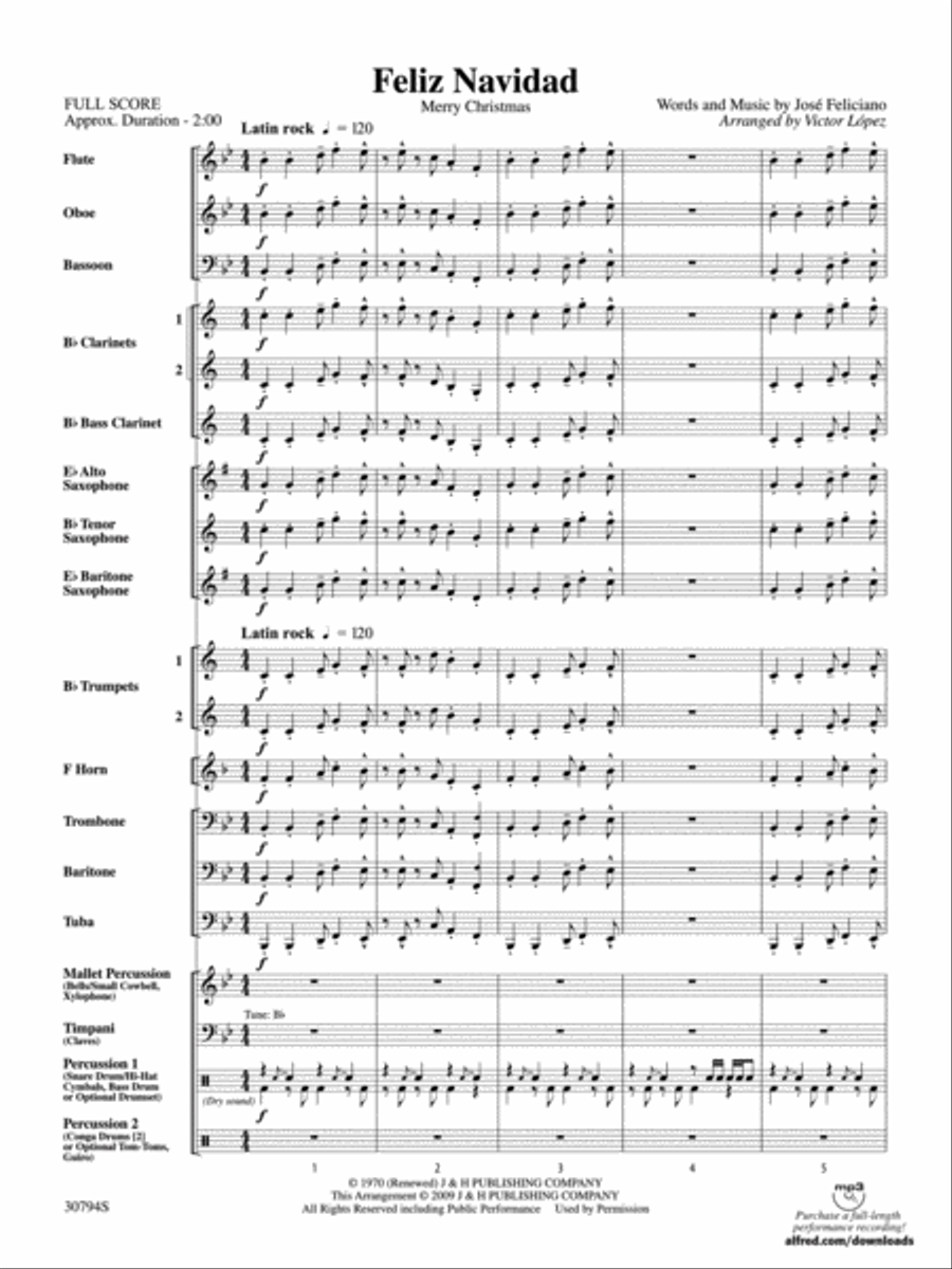 Feliz Navidad Feliz Navidad Concert Band scores gallery preview page 2