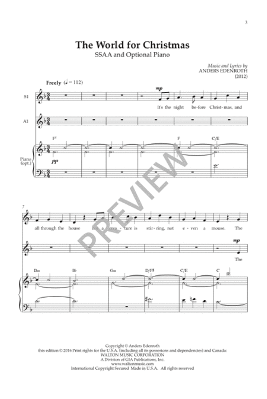 The World for Christmas (SSAA) SSAA scores gallery preview page 4