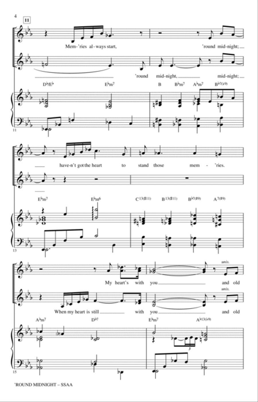 'Round Midnight (arr. Ed Lojeski) SSA scores gallery preview page 3