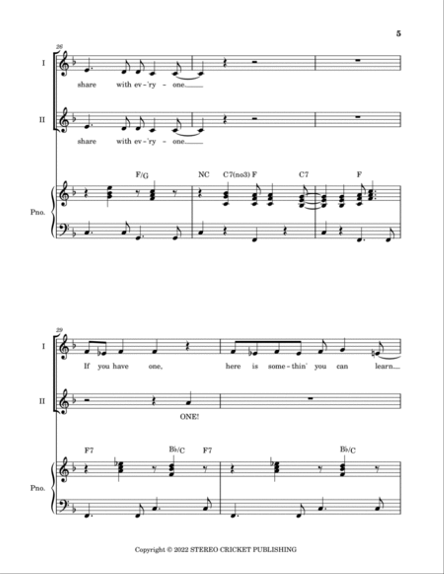 The Sharing Song Unison Choir scores gallery preview page 6