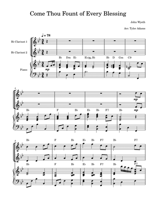 Come Thou Fount of Every Blessing (Clarinet Duet & Piano)