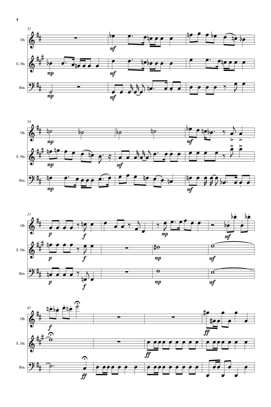 Green Grow the Rushes Oh! arranged for double-reed trio (oboe, cor anglais and bassoon) Woodwind Trio scores gallery preview page 4