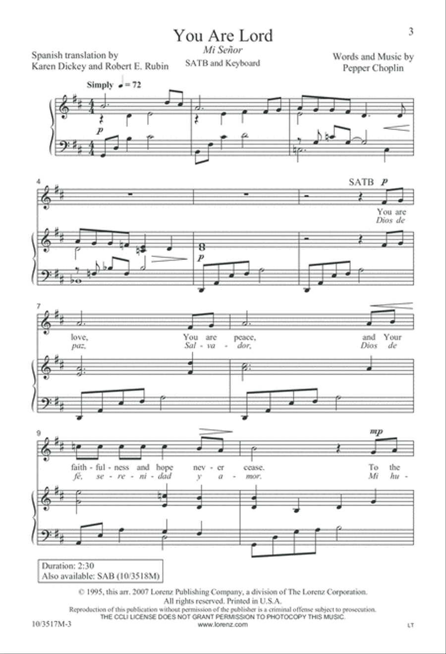 You Are Lord 4-Part scores gallery preview page 3