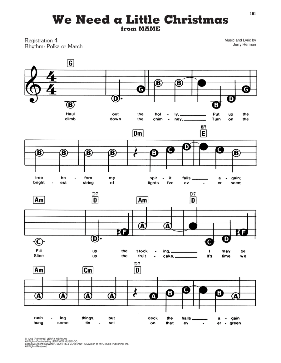 We Need A Little Christmas (from Mame) Electronic Keyboard scores gallery preview page 1