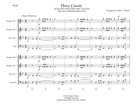 Three Carols Brass Ensemble - Digital Sheet Music