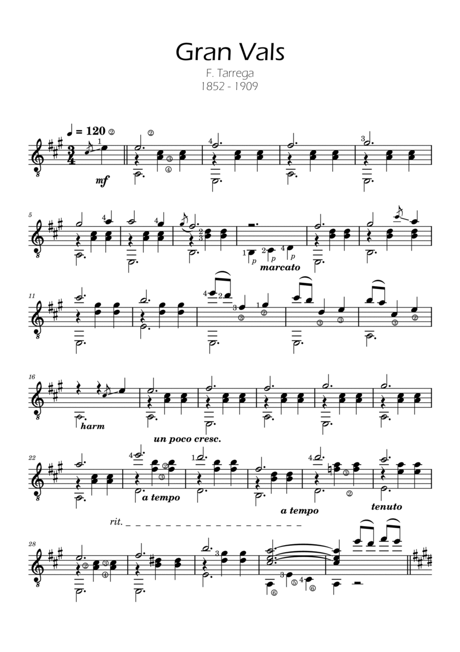 Nokia Walz - Tárrega - Gran Vals Acoustic Guitar scores gallery preview page 1