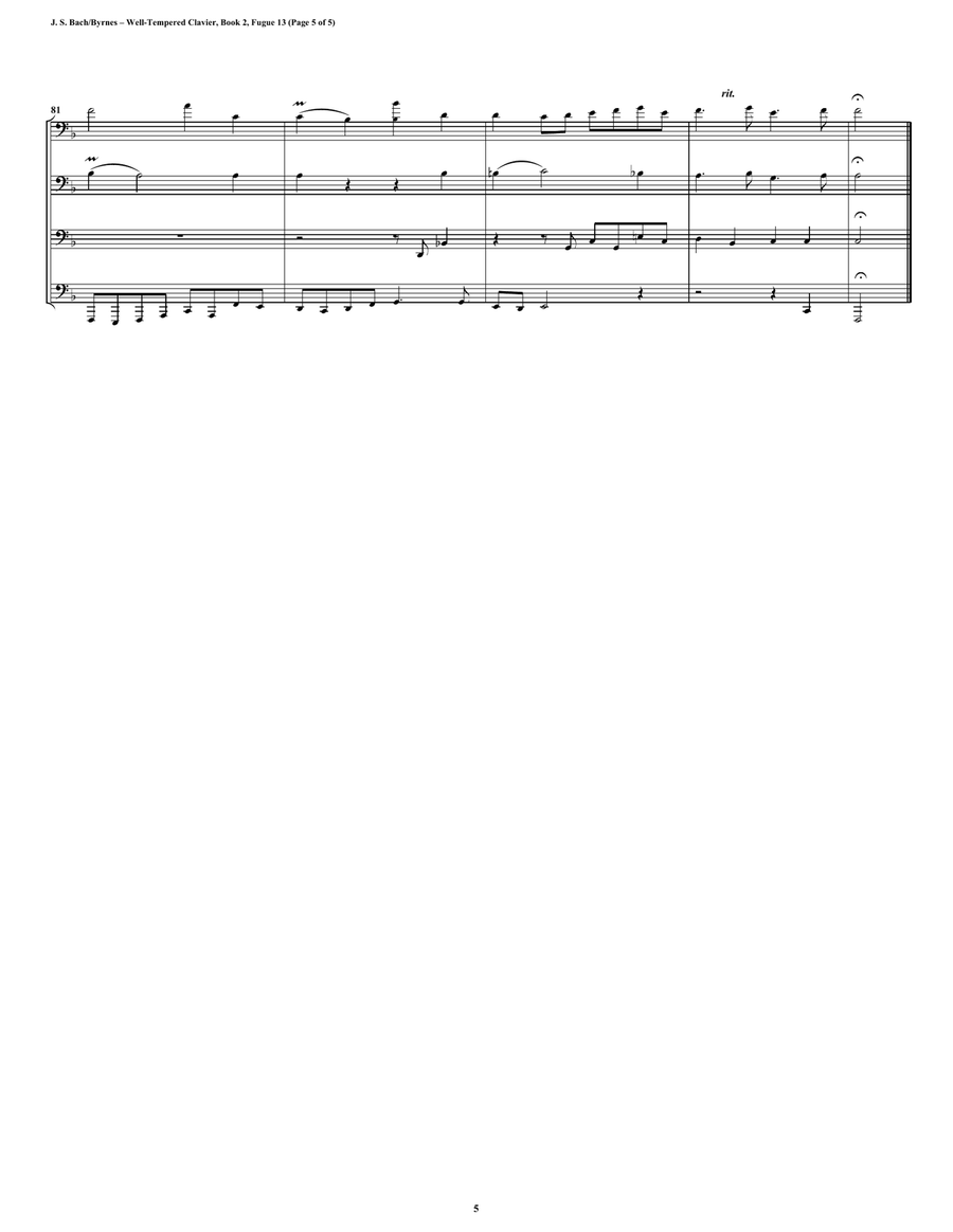 Fugue 13 from Well-Tempered Clavier, Book 2 (Euphonium-Tuba Quartet) Brass Quartet scores gallery preview page 5