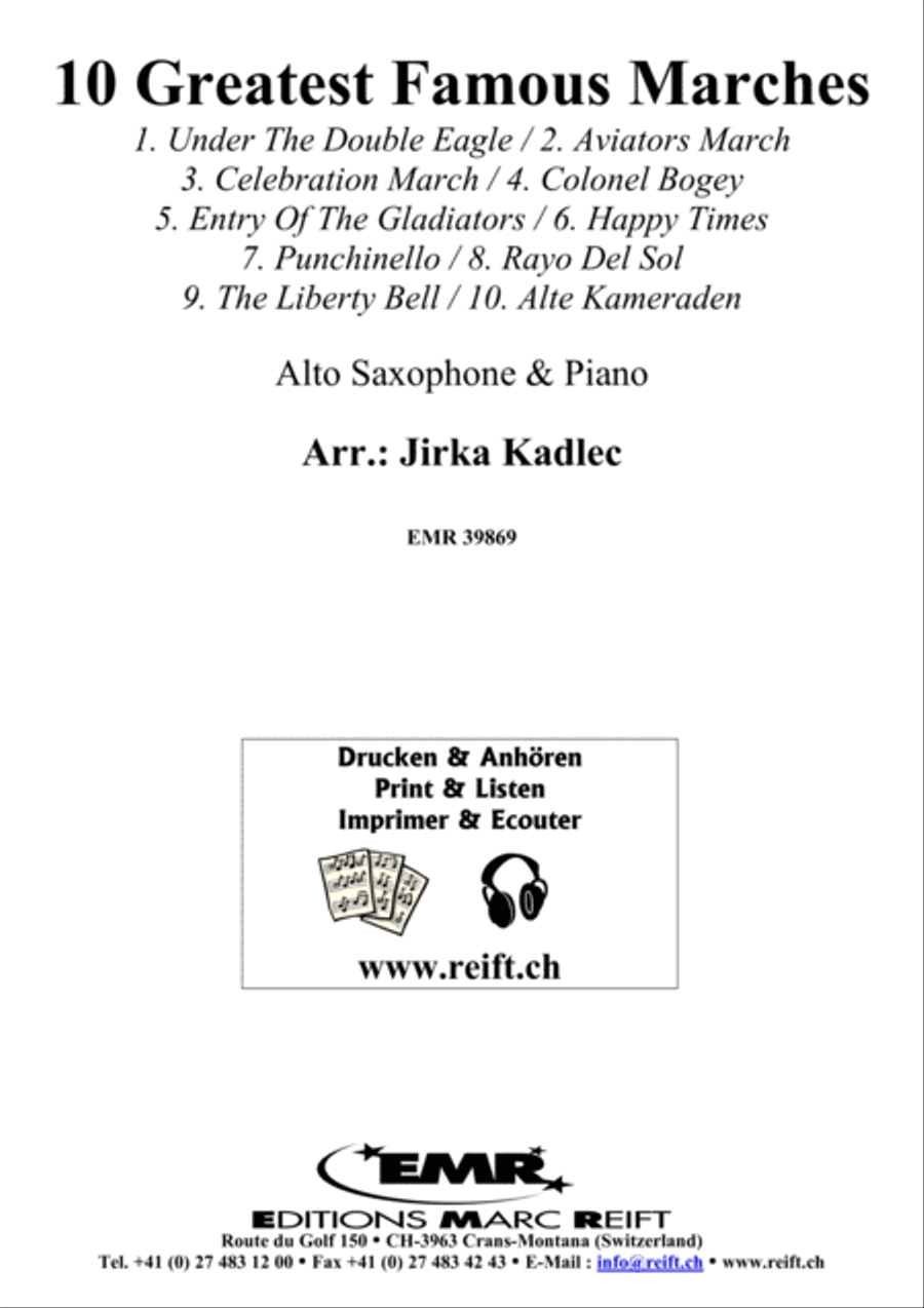 10 Greatest Famous Marches Alto Saxophone scores gallery preview page 1