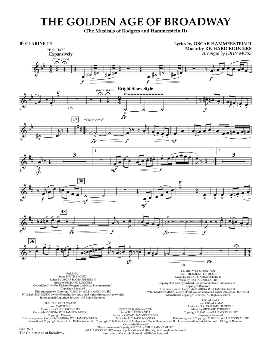The Golden Age Of Broadway - Bb Clarinet 3 Concert Band scores gallery preview page 1