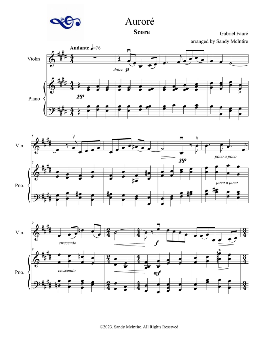 Auroré Violin Solo scores gallery preview page 1