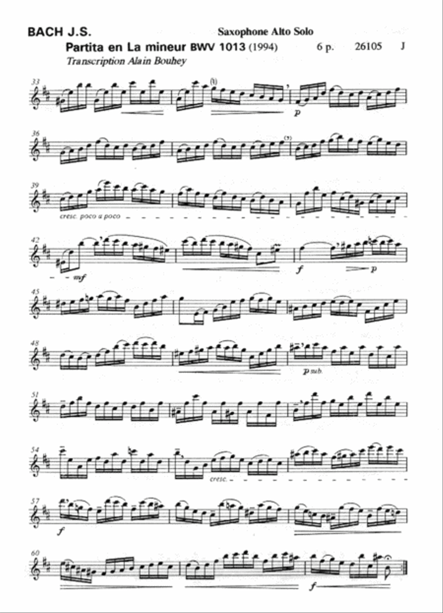 Partita BWV1013 en La (ou Re) min. Clarinet scores gallery preview page 2
