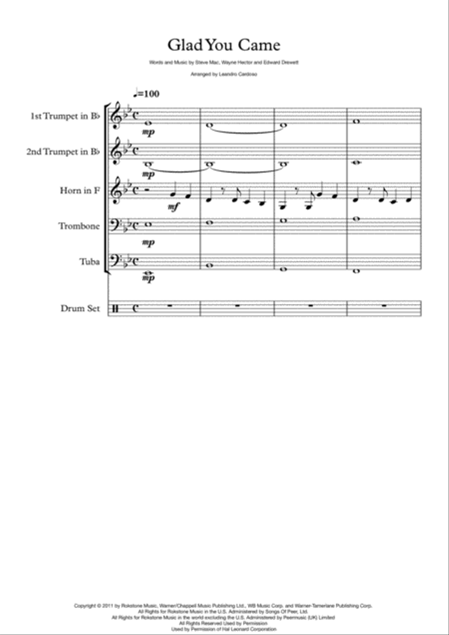 Glad You Came Small Ensemble scores gallery preview page 1