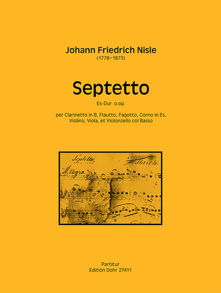Book cover for Septetto für Flöte, Klarinette, Fagott, Horn, Violine, Viola, Violoncello und Kontrabass Es-Dur