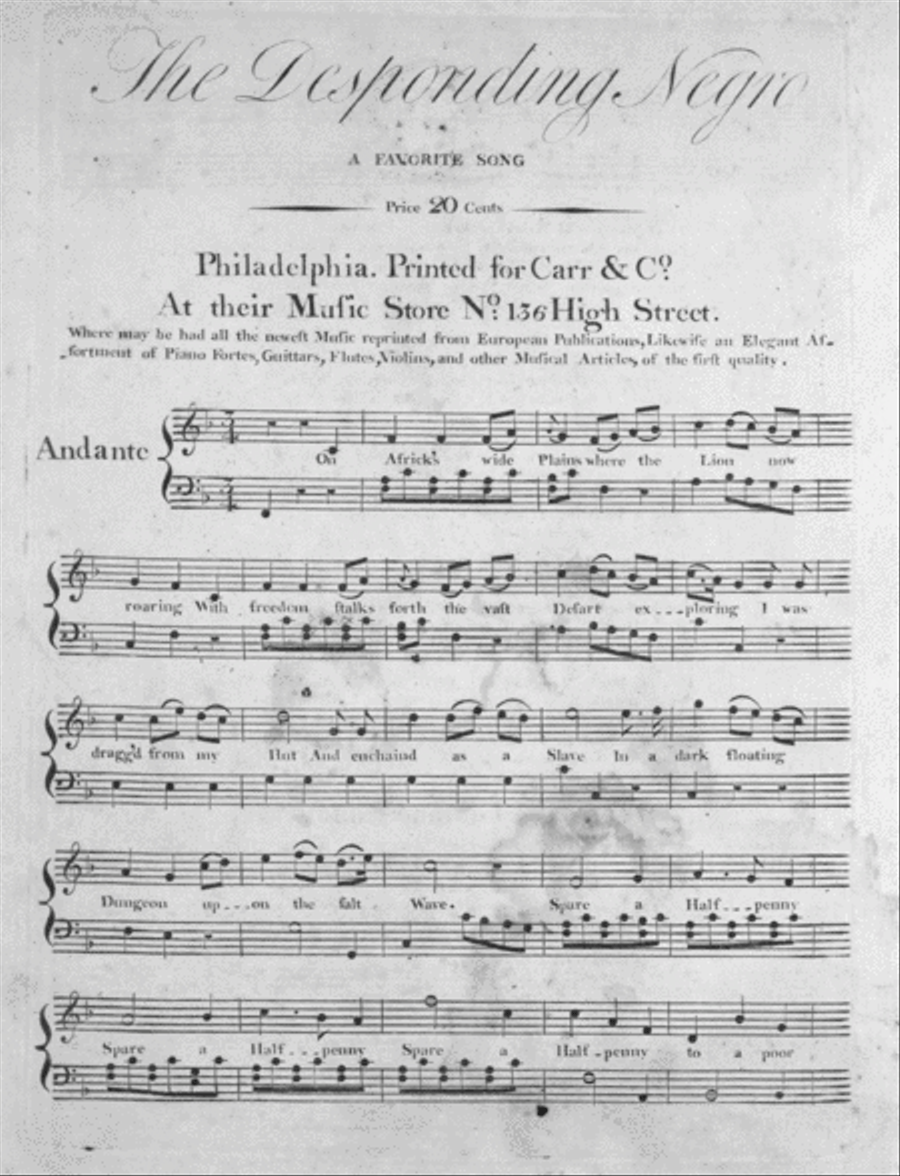 The Desponding Negro. A Favorite Song Flute scores gallery preview page 1