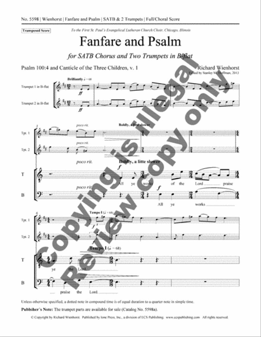 Fanfare and Psalm 4-Part scores gallery preview page 3