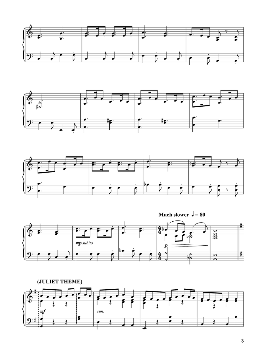 Suite: Romeo; Juliet; The Feast At The House Of Capulet; Did My Heart Love 'Til Now / Love Theme Piano Solo scores gallery preview page 3