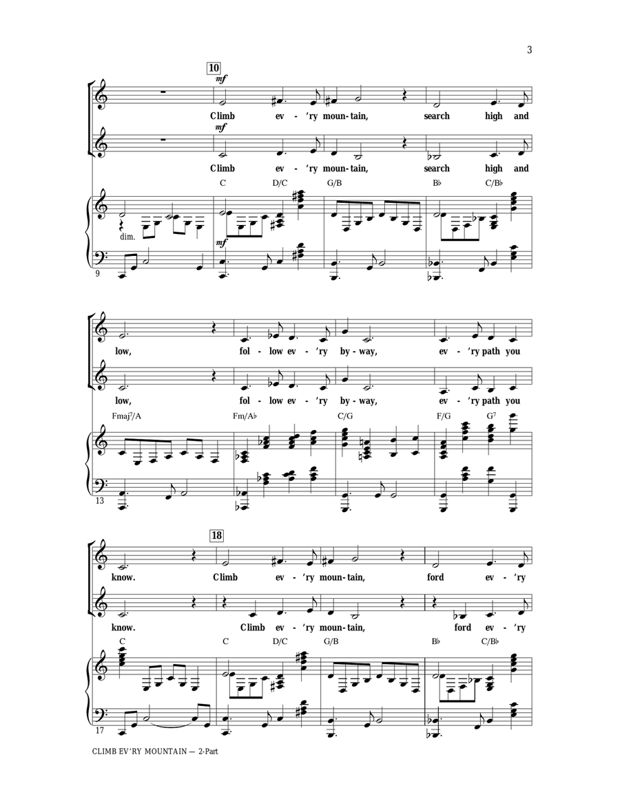 Climb Ev'ry Mountain (from The Sound Of Music) (arr. Ed Lojeski) 2-Part scores gallery preview page 2