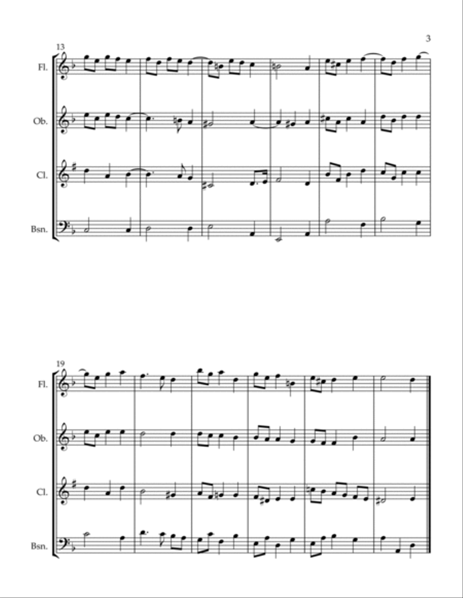 King Arthur Act II Introduction Woodwind Quartet scores gallery preview page 3