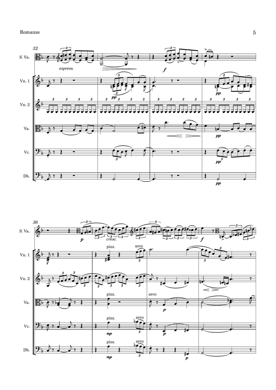 Bruch Romance for Viola and String Orchestra Op.85 String Orchestra scores gallery preview page 6