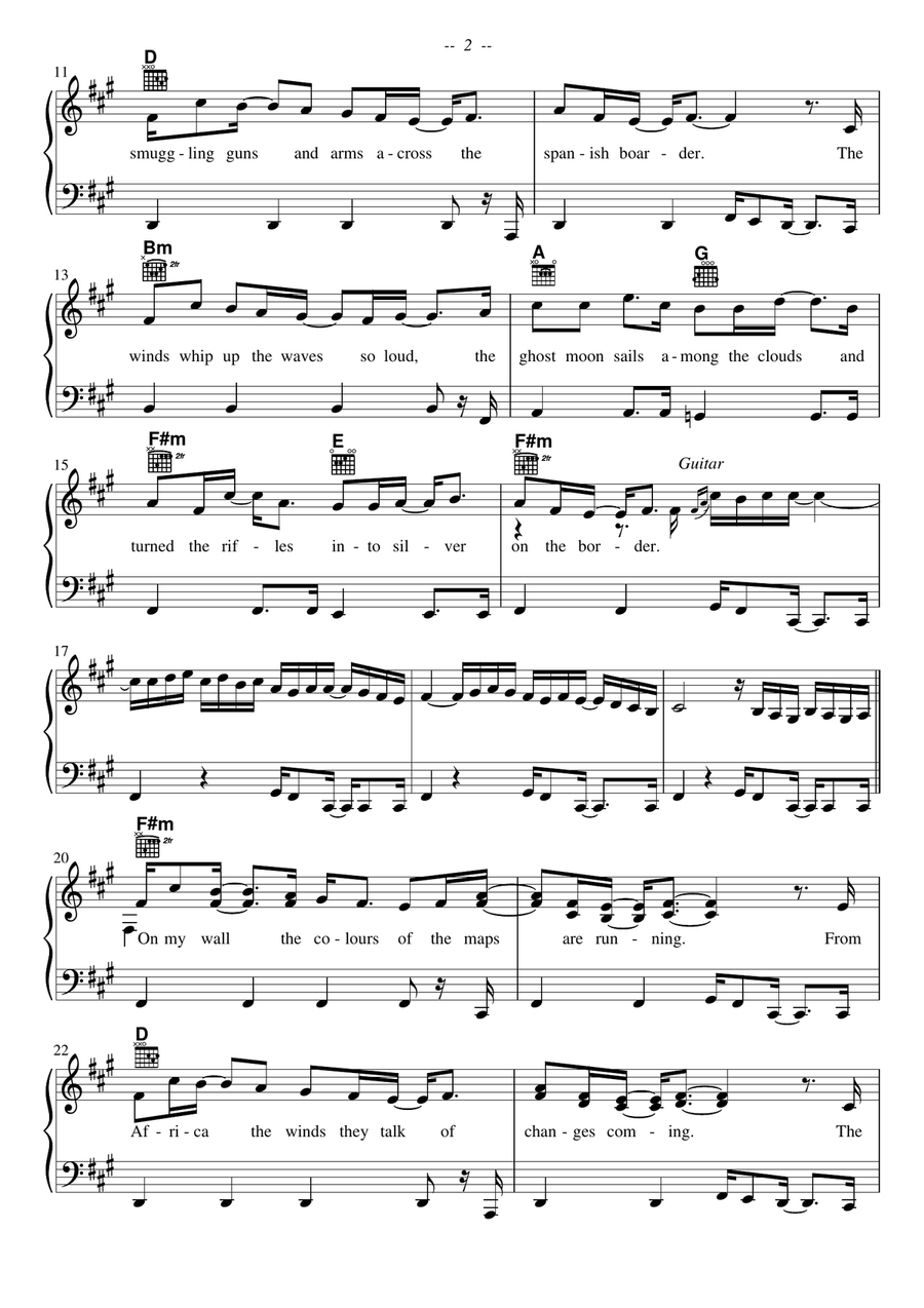 On The Border On The Border Piano, Vocal, Guitar scores gallery preview page 2