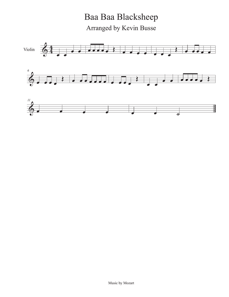 Baa Baa Black Sheep - Violin Violin Solo scores gallery preview page 1