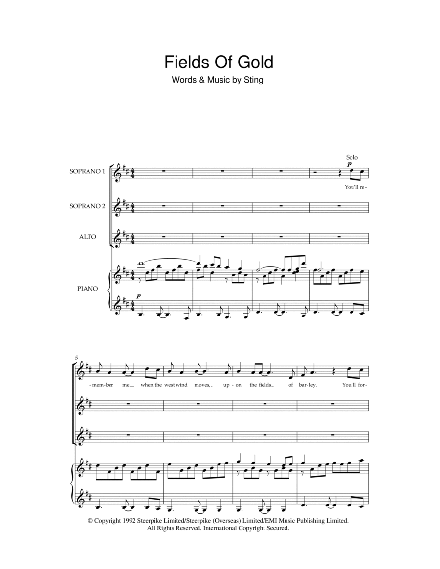Fields Of Gold Fields Of Gold SSA scores gallery preview page 1