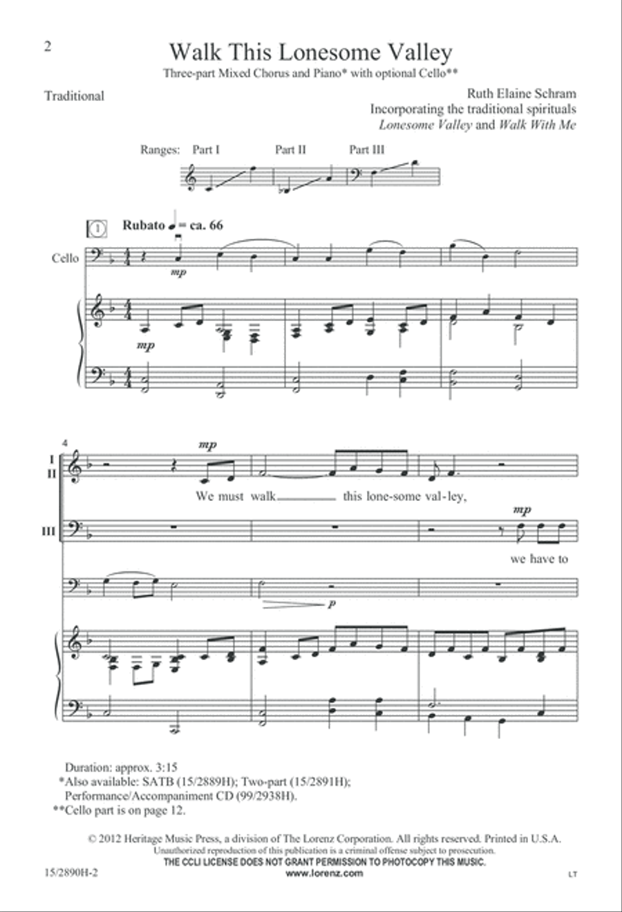 Walk This Lonesome Valley 3-Part scores gallery preview page 2