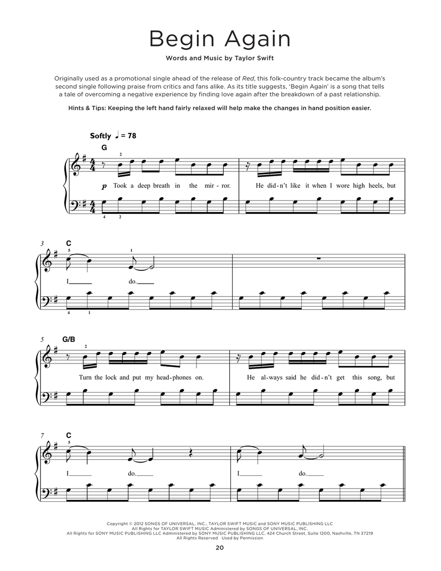 Begin Again Begin Again Easy Piano scores gallery preview page 1