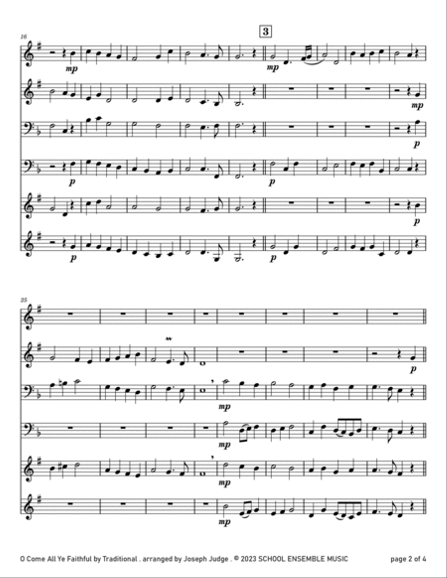 O Come All Ye Faithfull for Brass Quartet in Schools Brass Quartet scores gallery preview page 2