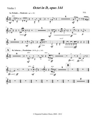 Octet in D, opus 144 (2012) violin 1 part