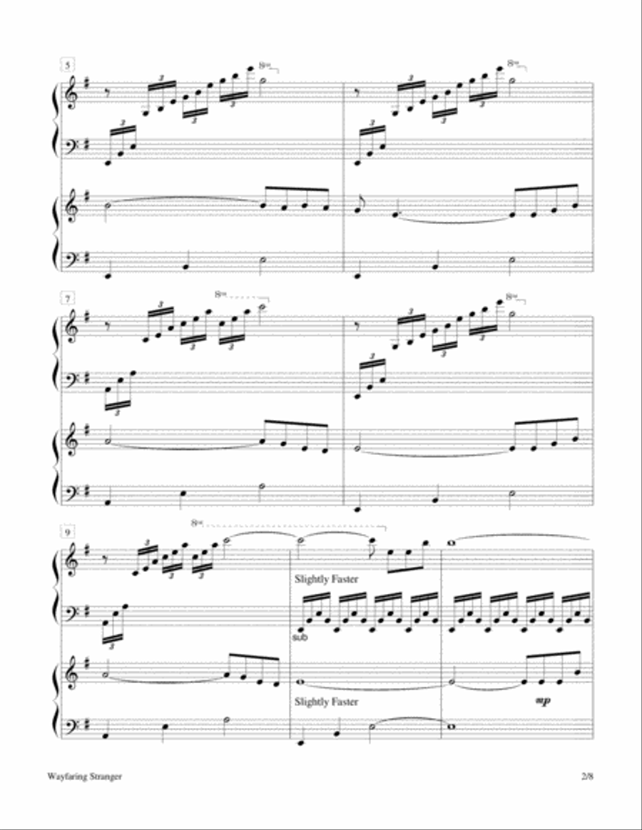 Wayfaring Stranger (2 Pianos, 4 Hands Duet) 2 Pianos, 4-Hands scores gallery preview page 2