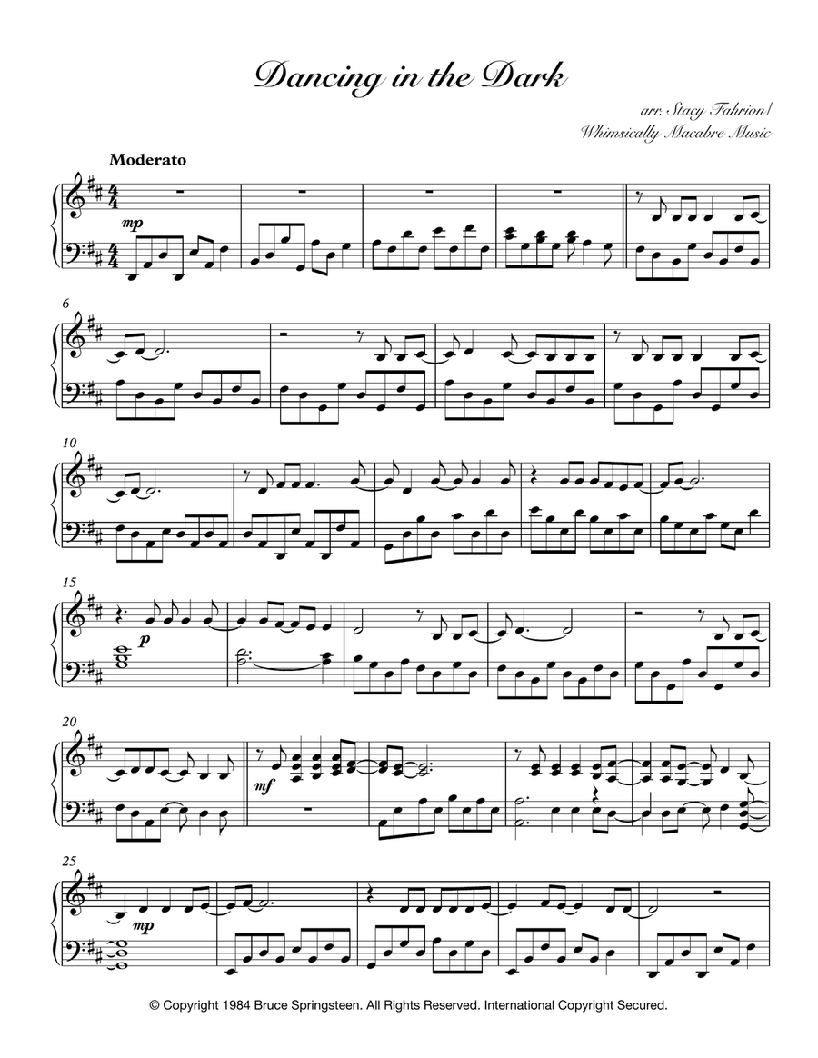 Dancing In The Dark Piano Solo scores gallery preview page 1